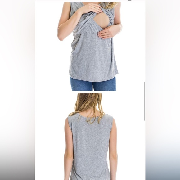 SMALLSHOW Sleeveless Maternity Nursing Tank Top Gray Size MEDIUM (Small Show) - Picture 2 of 12
